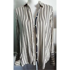 Something Navy • Cream Navy Burgundy Striped Blouse